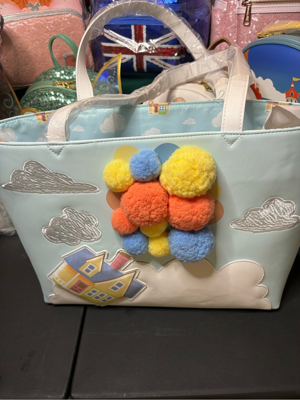 Loungefly Disney Pixar Up Floating House Pom Pom Tote Bag